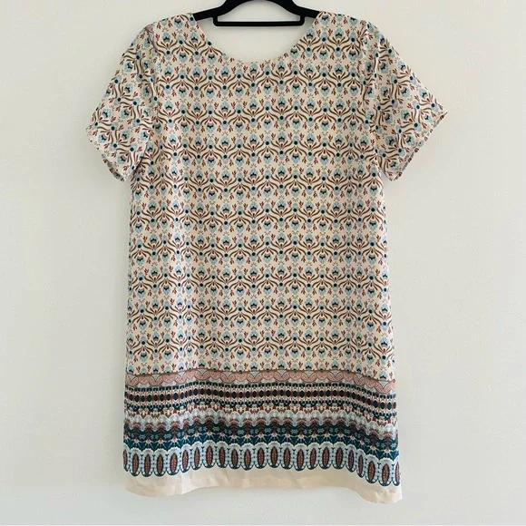 Lulus Botanical Beauty Beige Print Shift Dress Short Sleeves Mini Dress - Picture 2 of 16